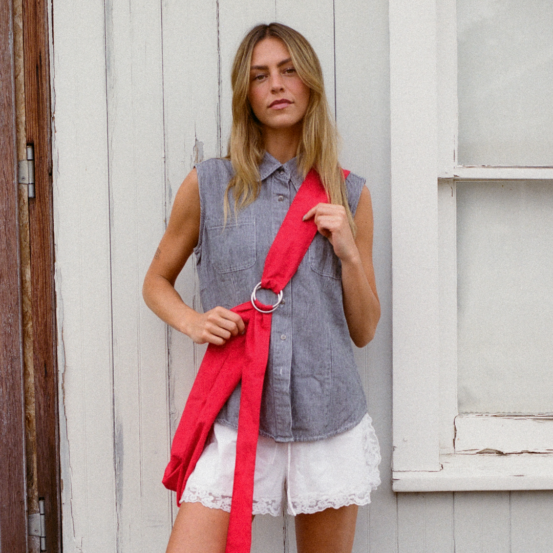 Large Slouchy Shoulder Bag - Red - Thread®