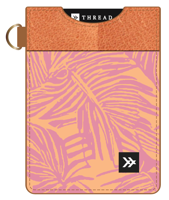 Florida Palms Pink Vertical Leather Wallet