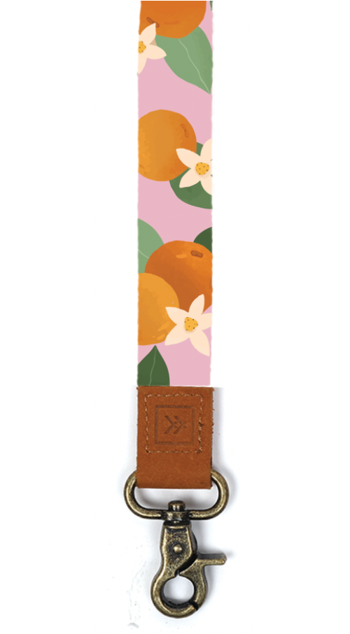 Pink Oranges Wristlet Keychain