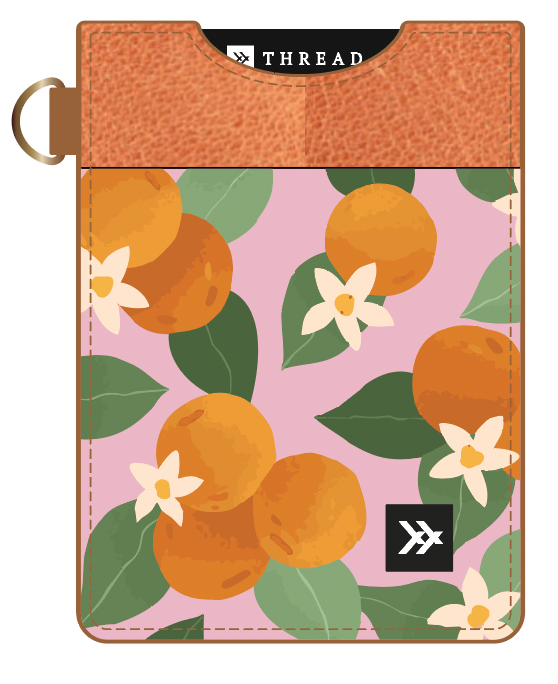 Pink Oranges Vertical Leather Wallet
