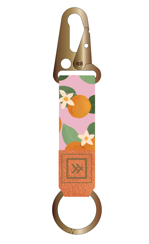 Pink Oranges Keychain Clip