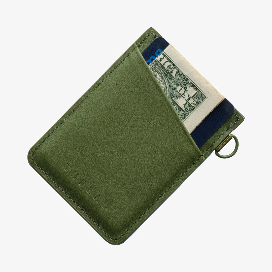 Vertical Leather Wallet - Olive - Thread®