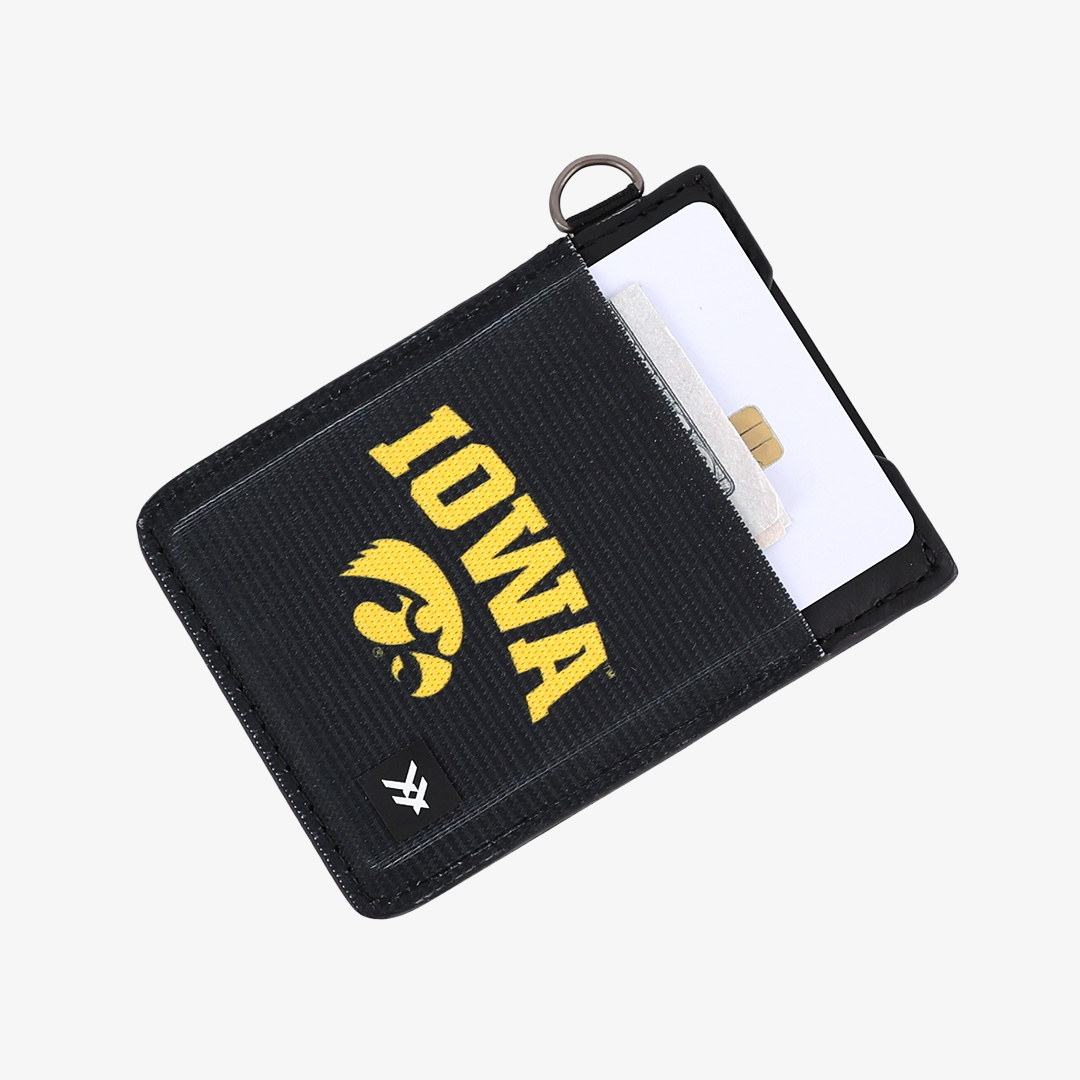 University of Iowa Black - Vertical Leather Wallet