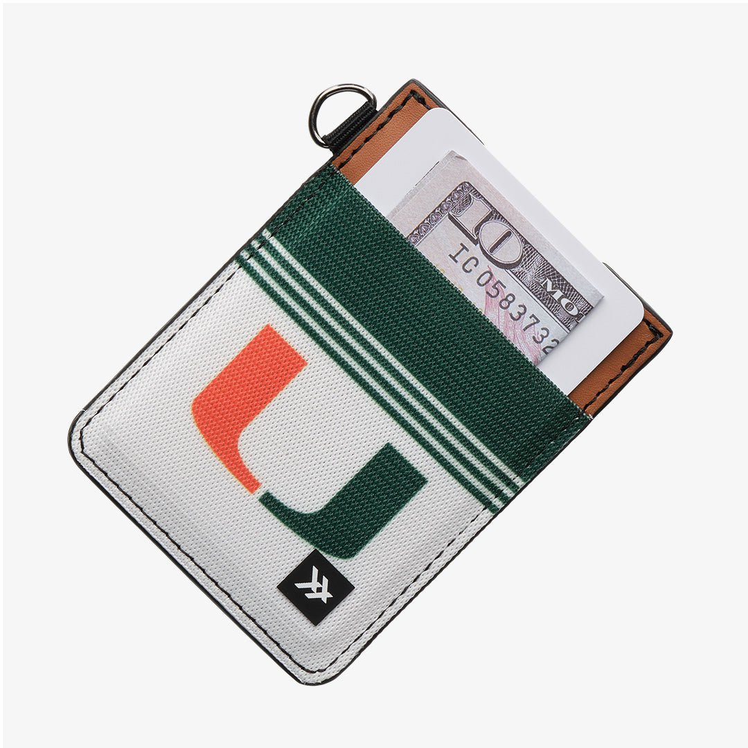 Vertical Leather Wallet - University of Miami White - Thread®