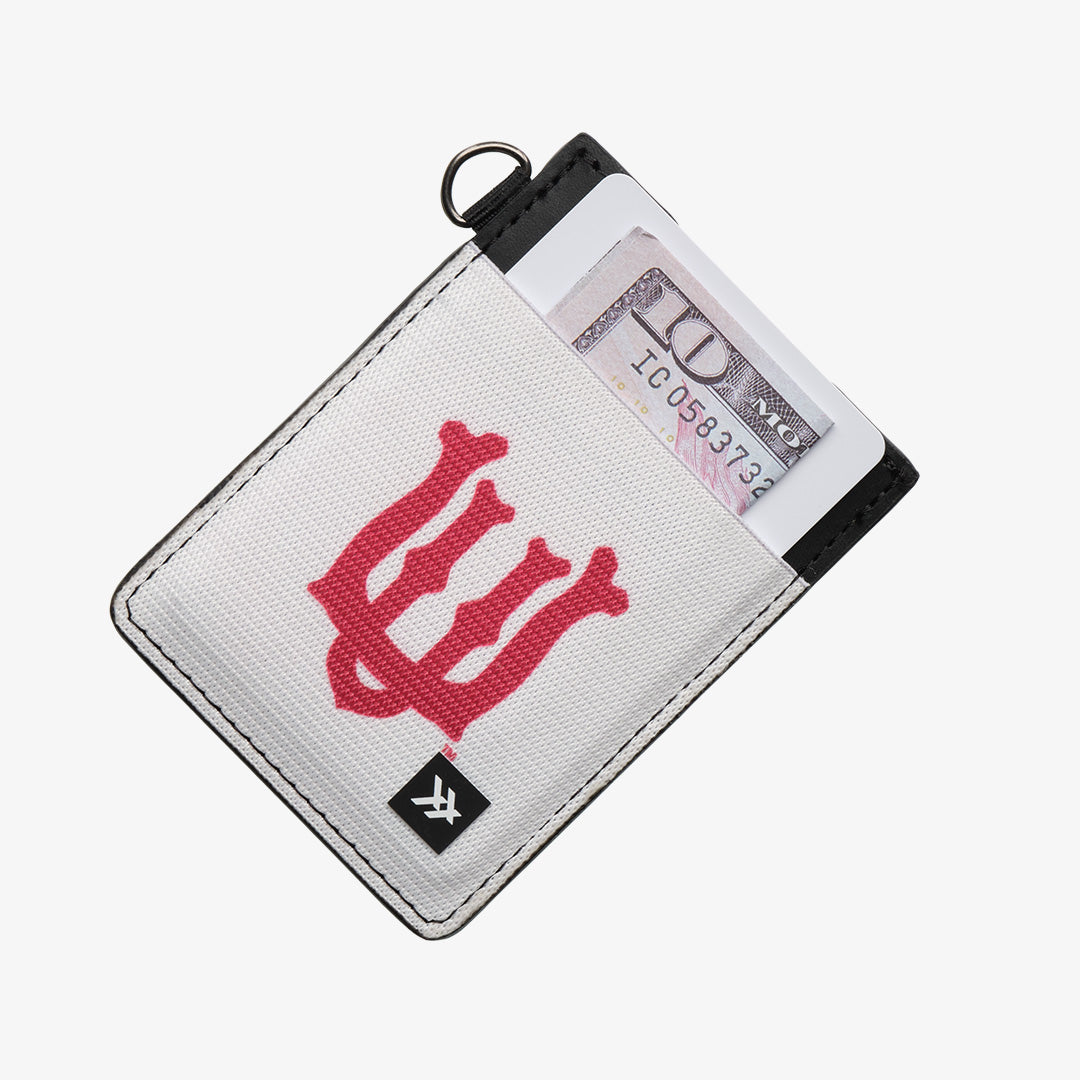 Vertical Leather Wallet - UofU Interlocking White - Thread®
