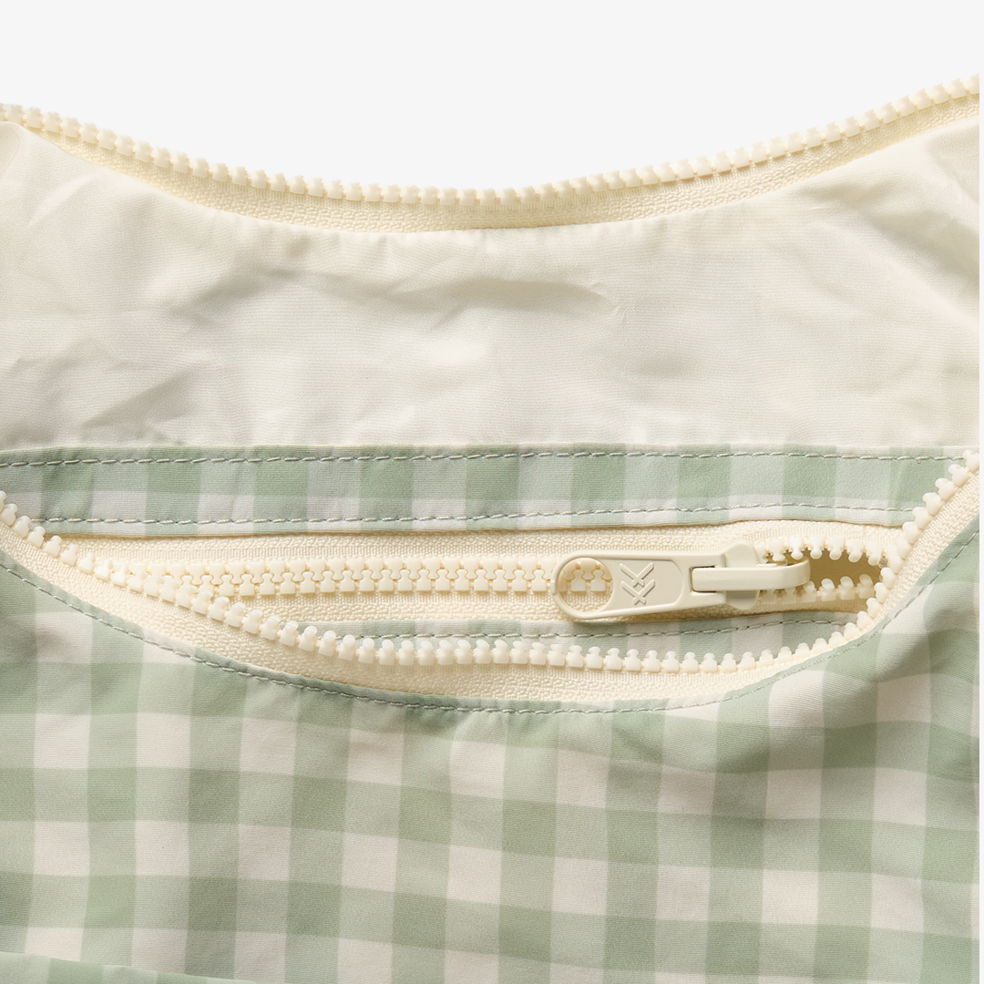 Small Slouchy Shoulder Bag - Green Gingham - Thread®