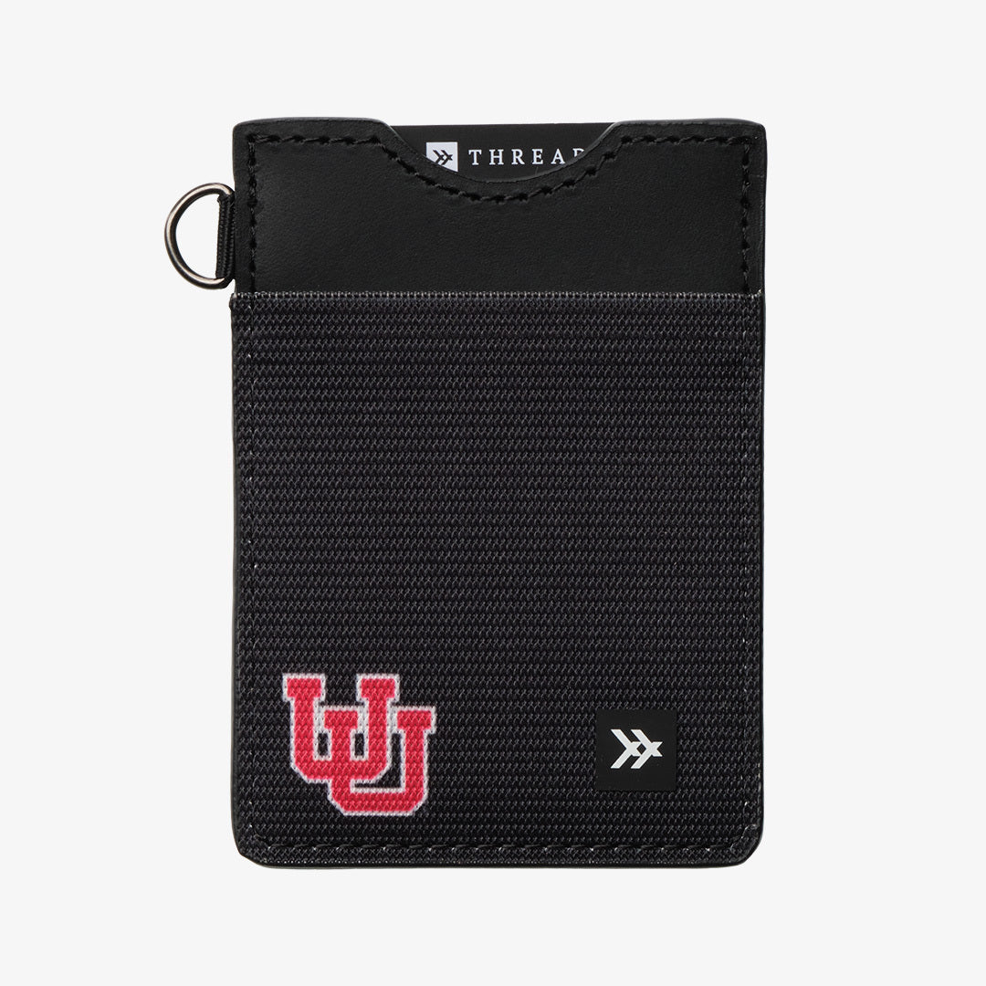 Vertical Leather Wallet - UofU Interlocking Black - Thread®