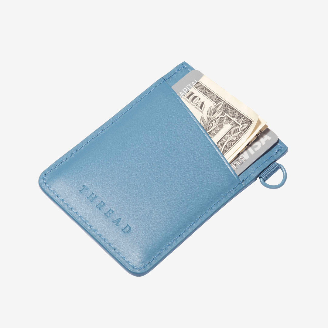Vertical Leather Wallet - Surf Blue - Thread®
