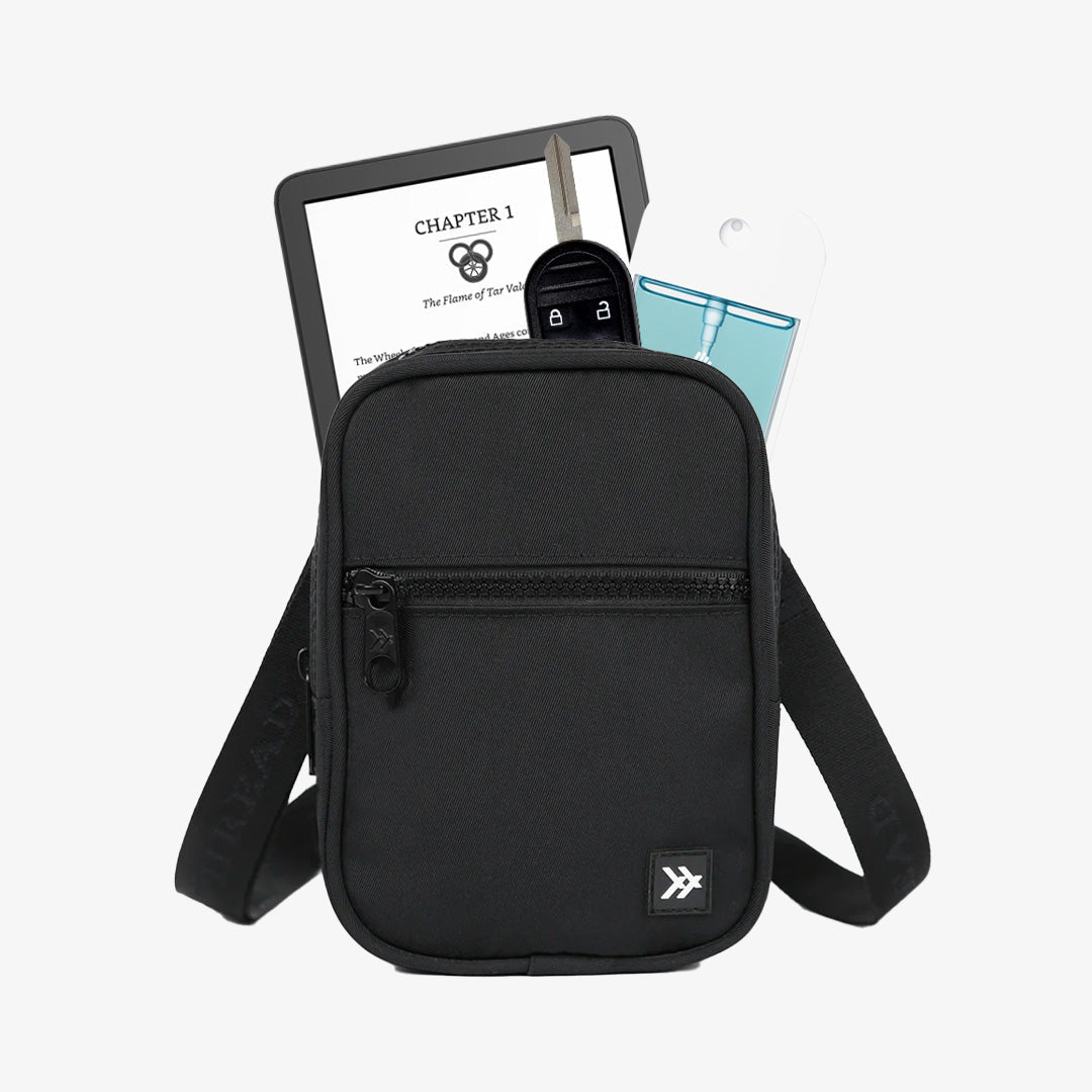 Thread® Black crossbody bag with adjustable jacquard strap