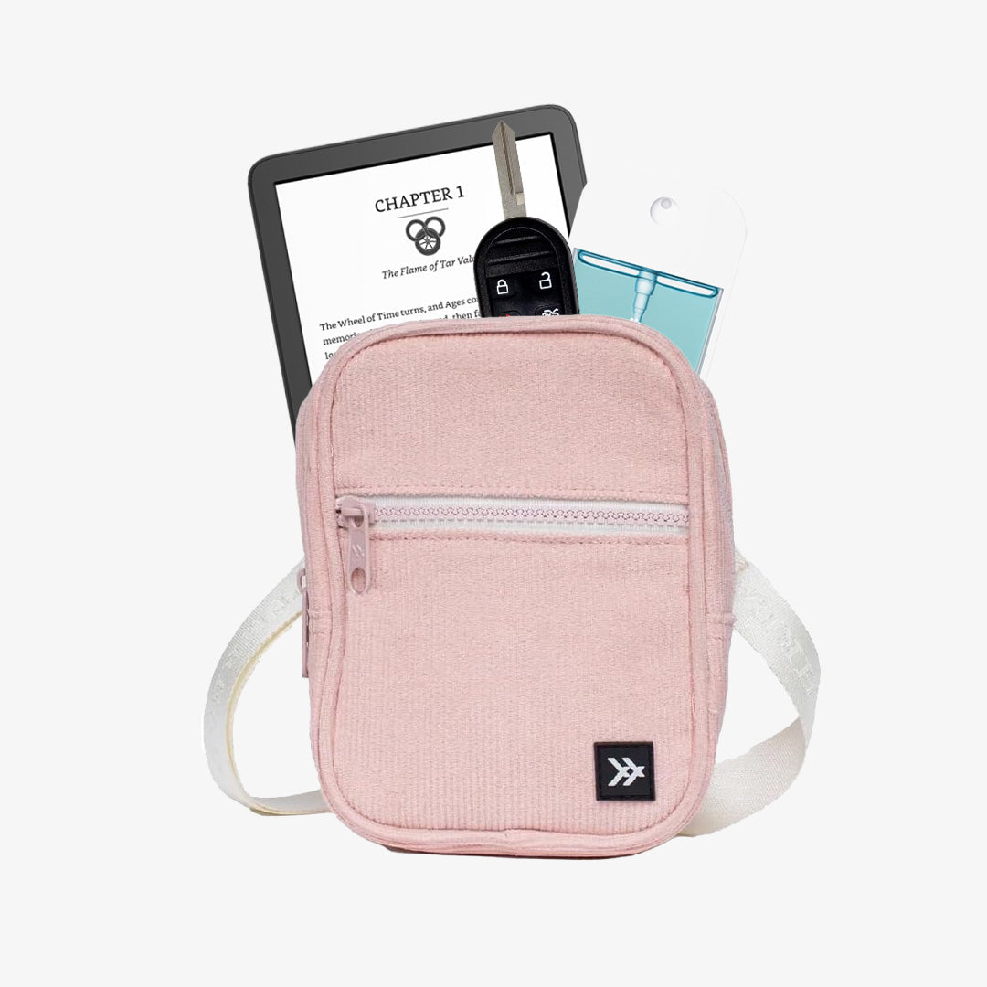 Thread® Rose Dust Corduroy crossbody bag with adjustable jacquard strap
