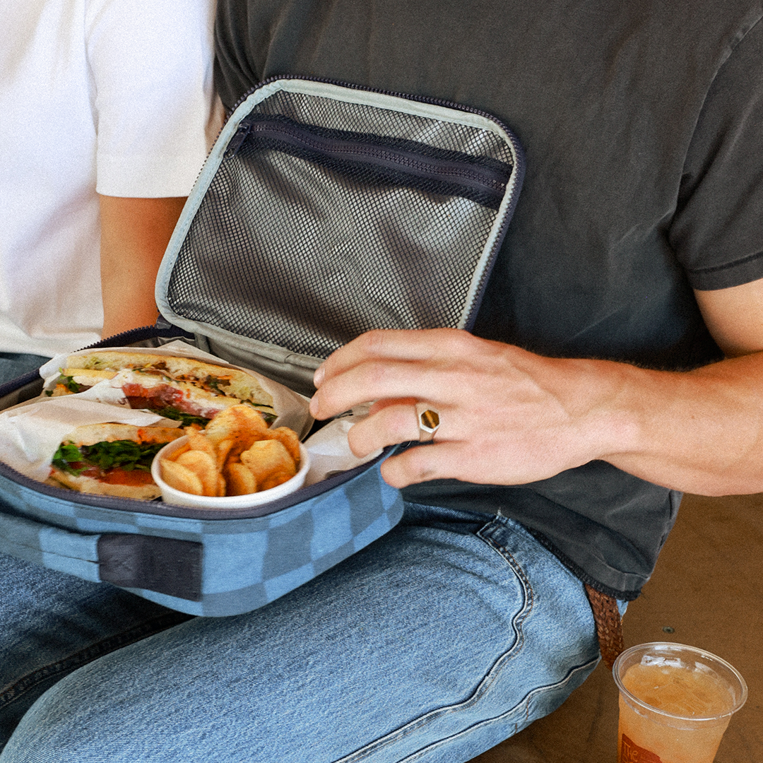 Denim Check - Insulated Lunch Bag