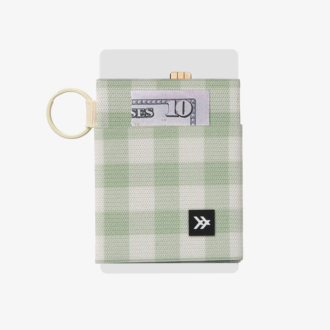 Green Gingham Elastic Wallet