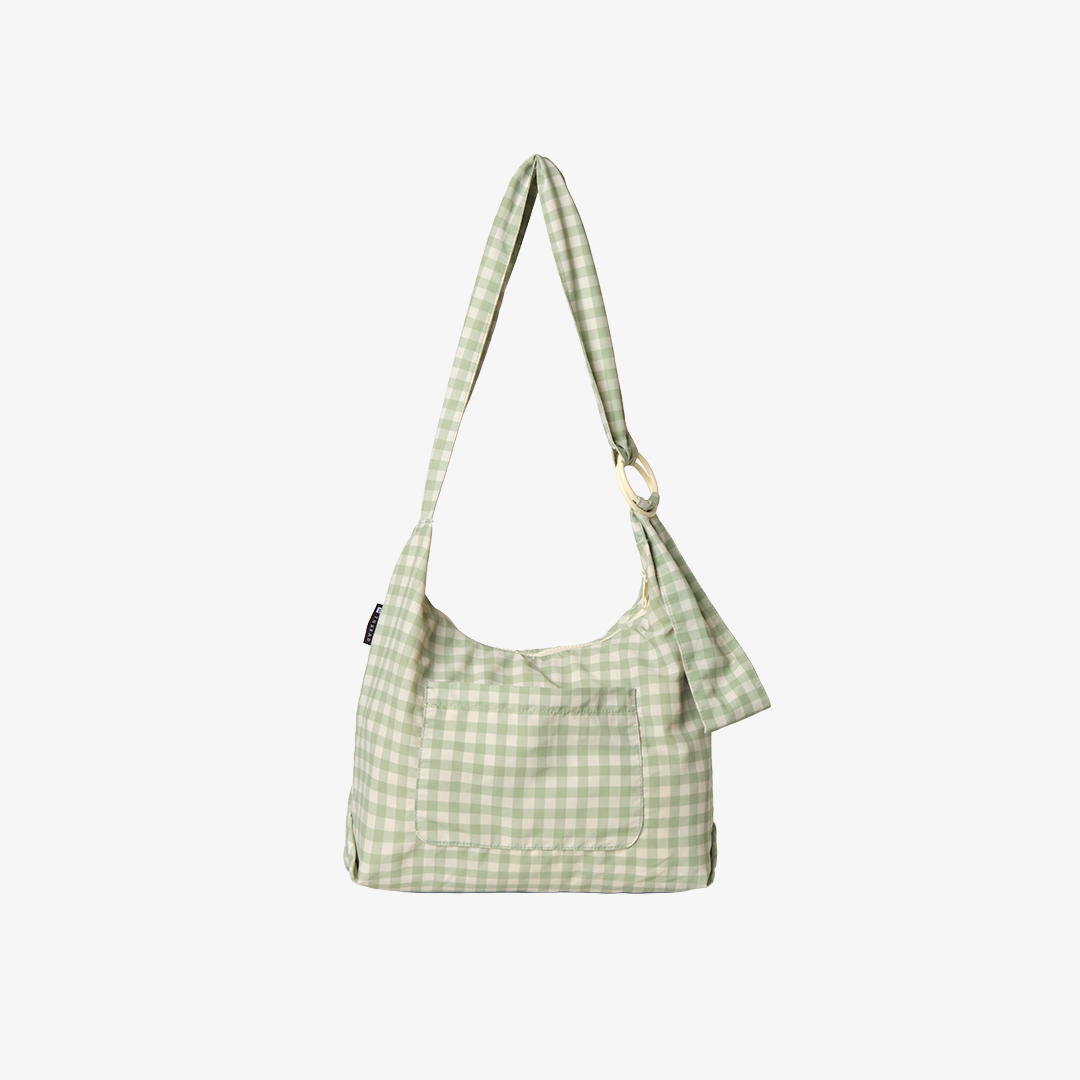 Small Slouchy Shoulder Bag - Green Gingham - Thread®
