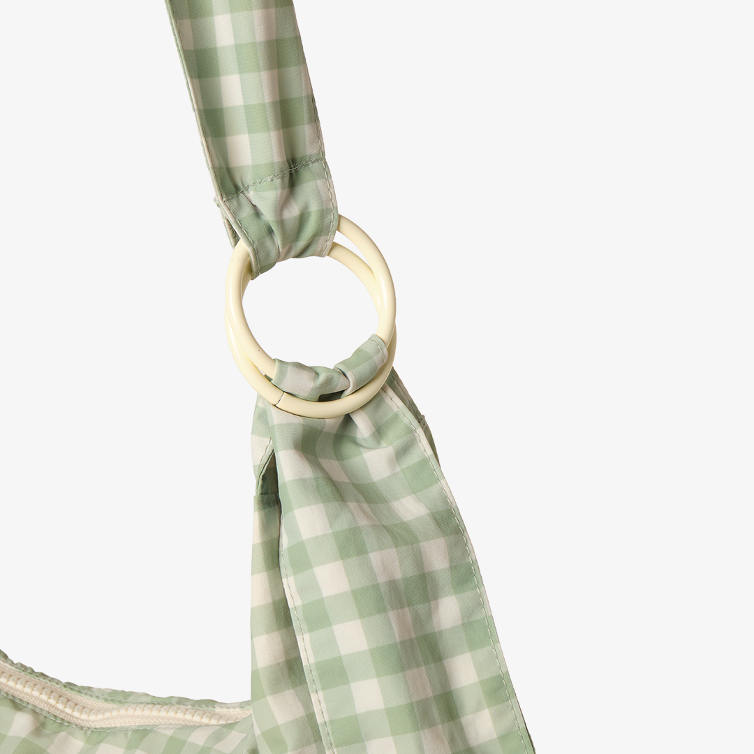 Small Slouchy Shoulder Bag - Green Gingham - Thread®