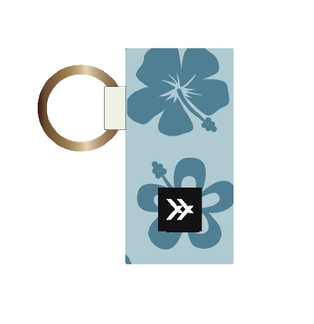 Hawaiian Floral Blue Chapstick Holder Keychain