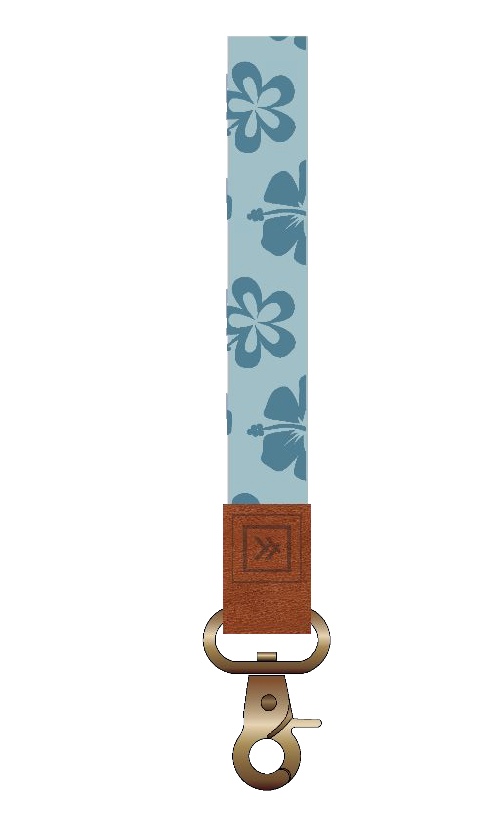 Hawaiian Floral Blue Wristlet Keychain