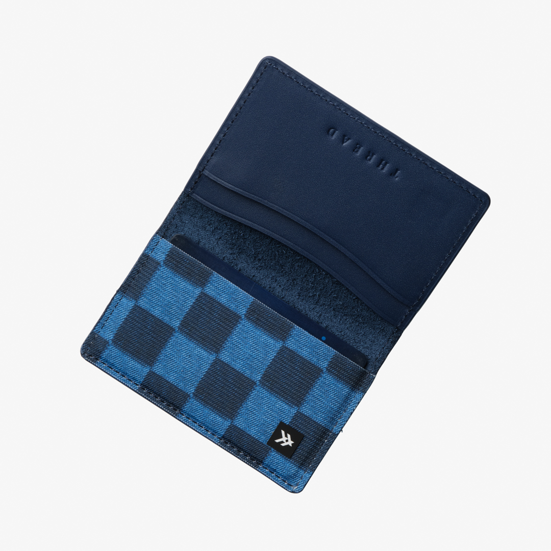 Leather Bifold Wallet - Denim Check - Thread®
