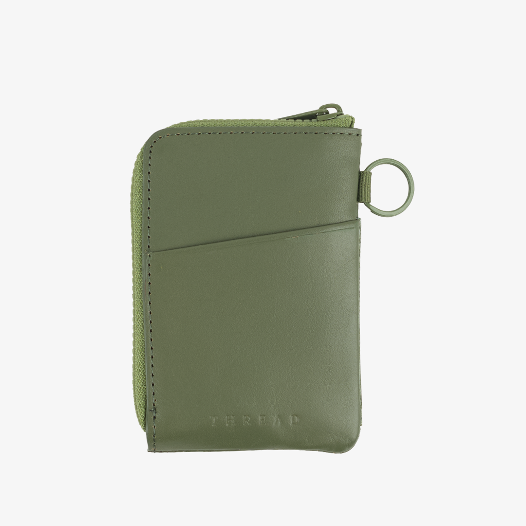 Leather Zip Wallet - Olive - Thread®