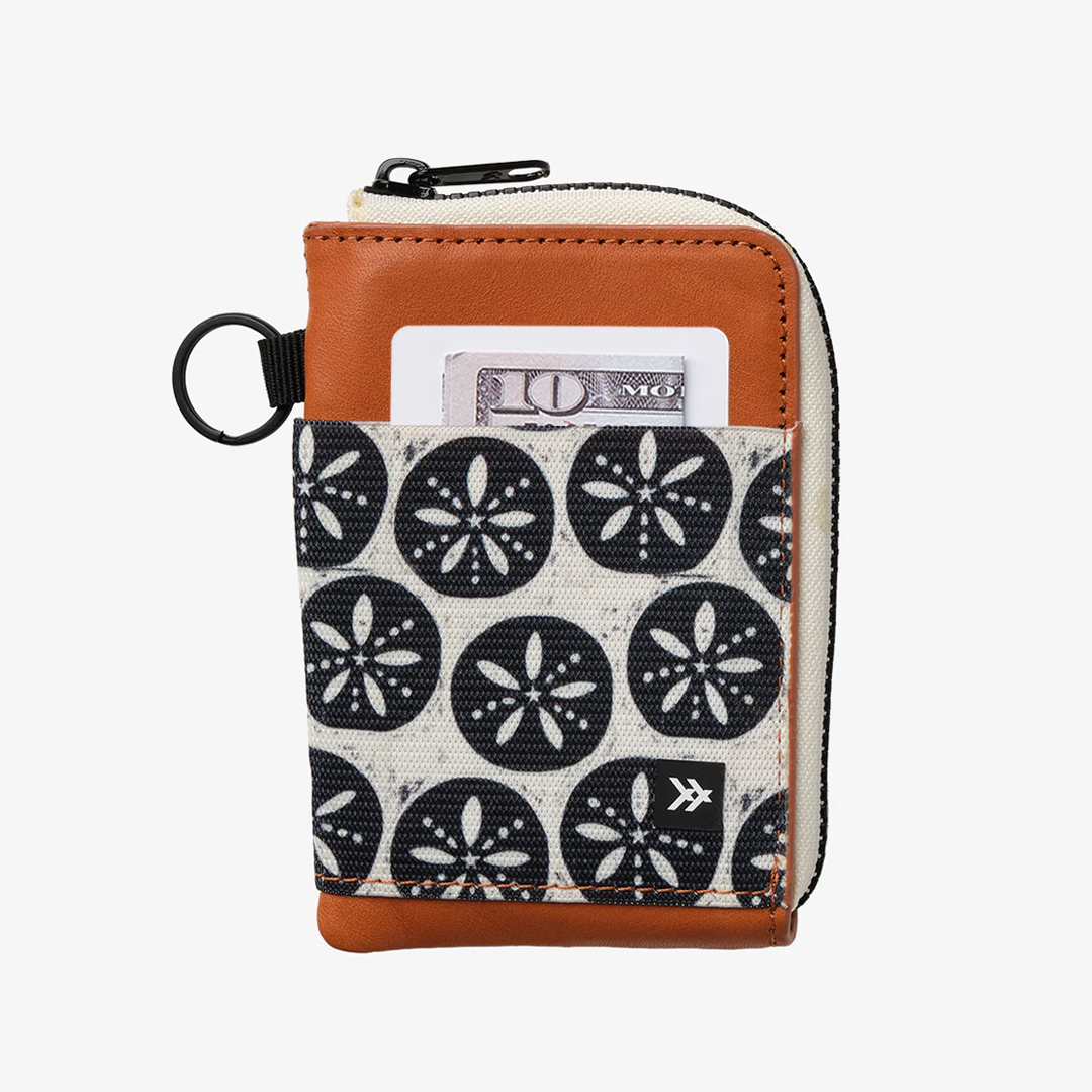 Sand Dollar Black - Leather Zip Wallet