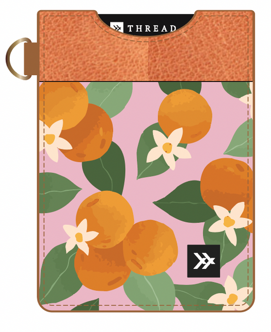 Pink Oranges Vertical Leather Wallet