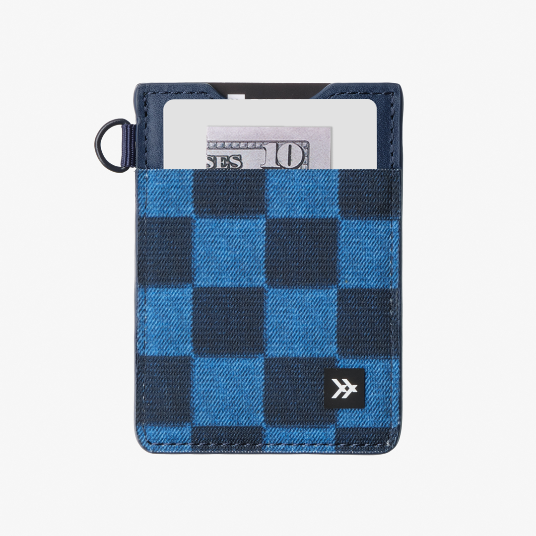 Vertical Leather Wallet - Denim Check - Thread®