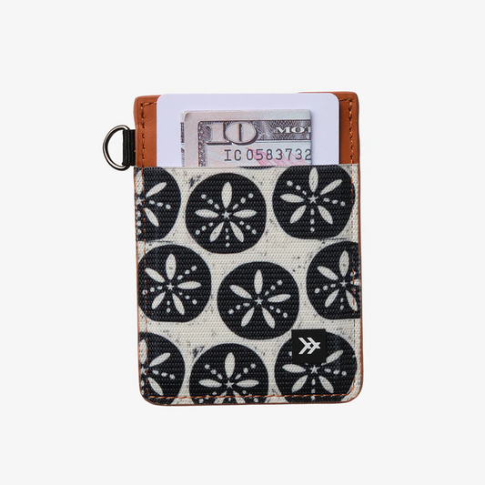 Sand Dollar Black - Vertical Leather Wallet